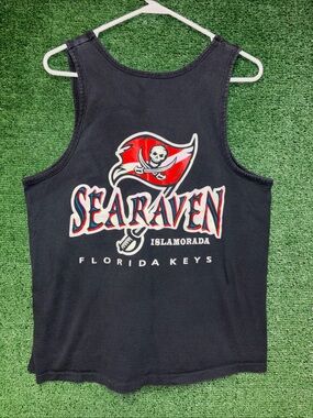 Vintage 90s Sea Raven Florida Keys Black Tank Top Shirt L Tourist